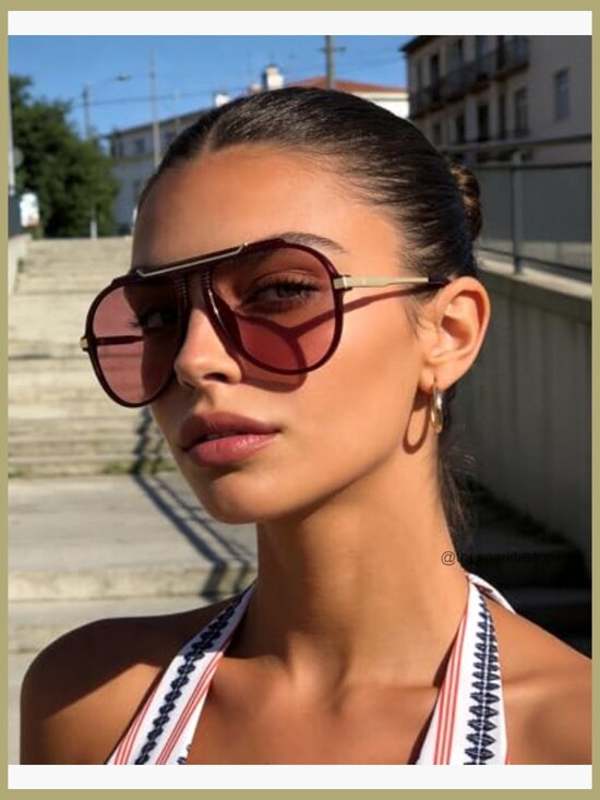 Oversized Retro Aviator Sunglasses Gold Metal Frame UV400 Protection main image 7